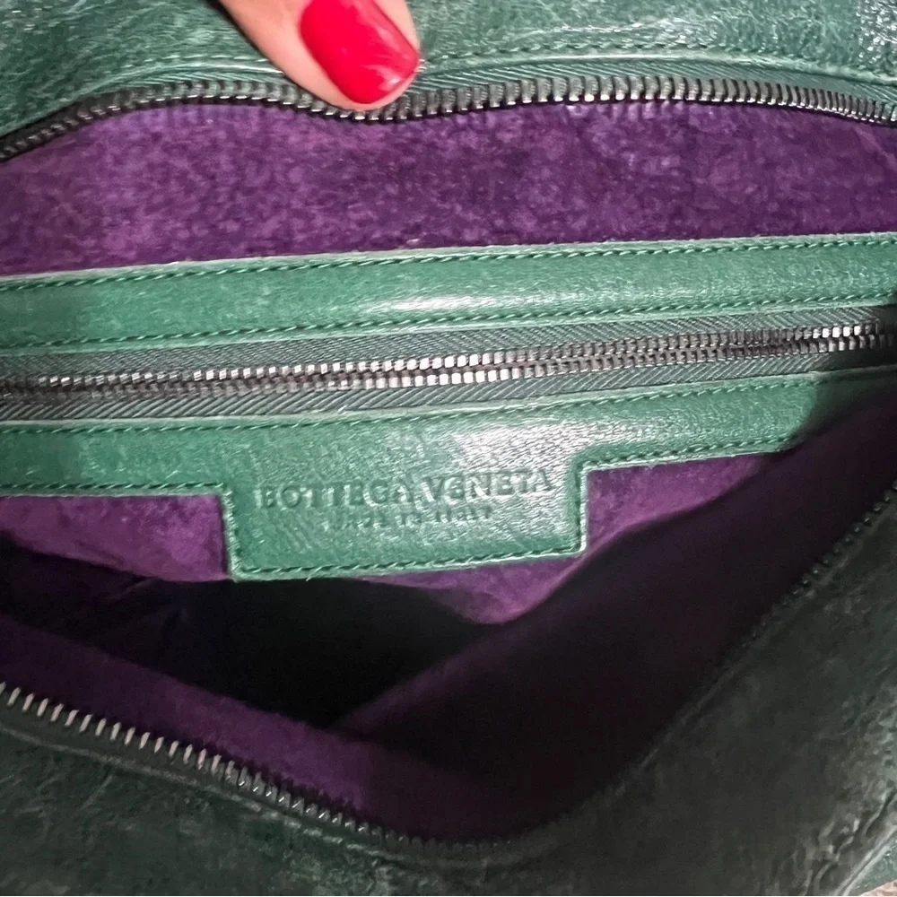 Bottega Veneta Intrecciato Trimmed Cervo Leather Green Tote Bag